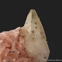 Calcite with Chalcopyrite on pink Dolomite - image 2