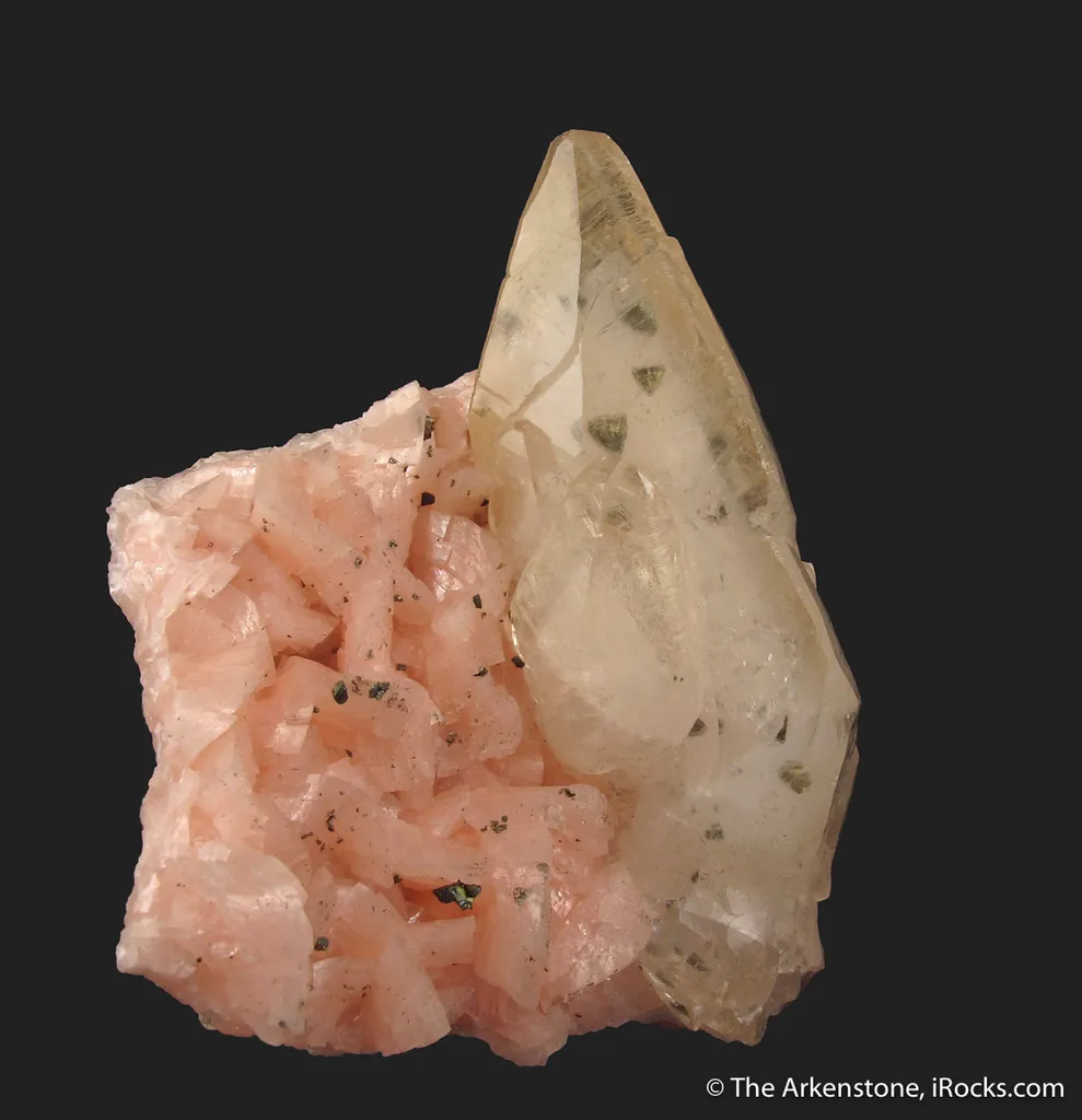 Calcite with Chalcopyrite on pink Dolomite - image 6