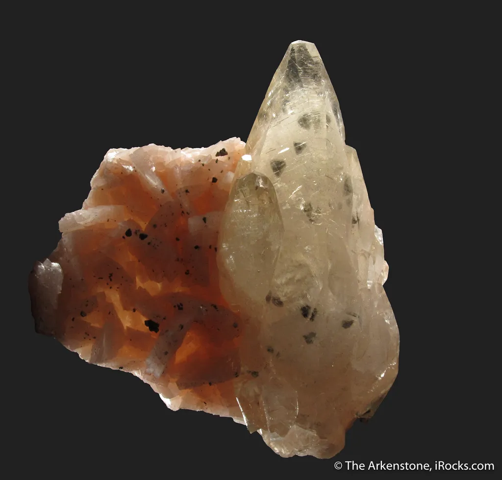 Calcite with Chalcopyrite on pink Dolomite - image 4