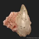 Calcite with Chalcopyrite on pink Dolomite - image 1