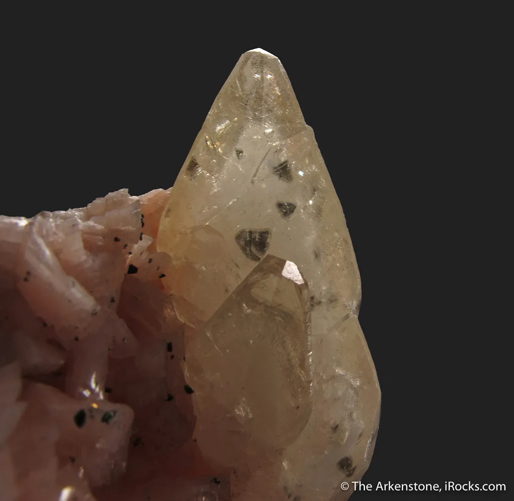Calcite with Chalcopyrite on pink Dolomite - image 5