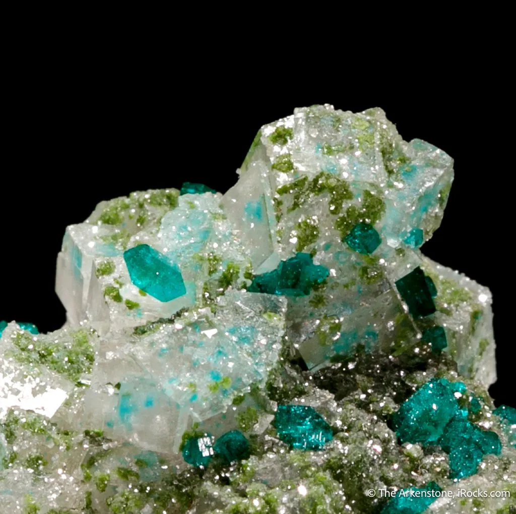 Calcite with Dioptase and Duftite image