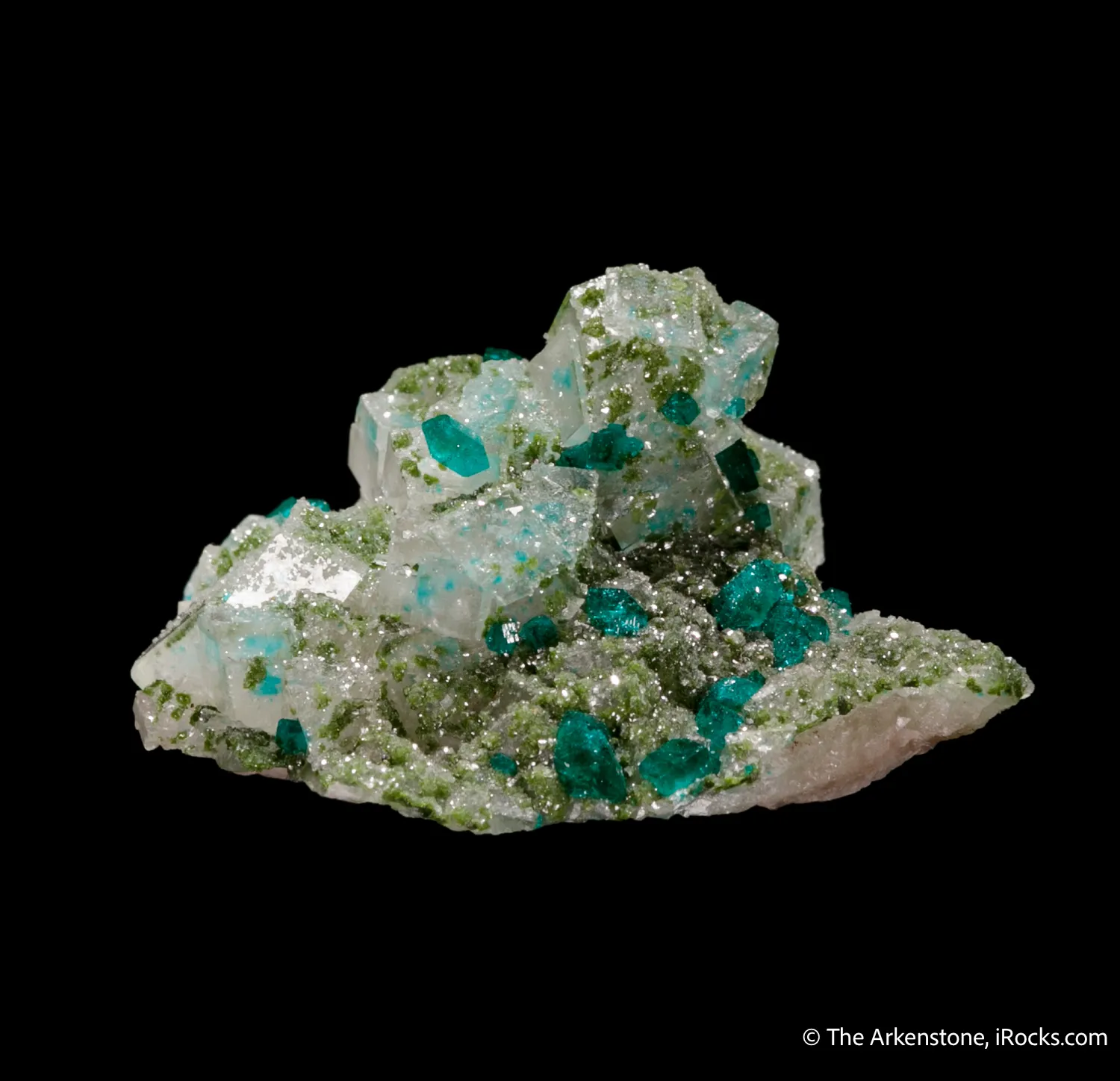 Calcite with Dioptase and Duftite - image 5