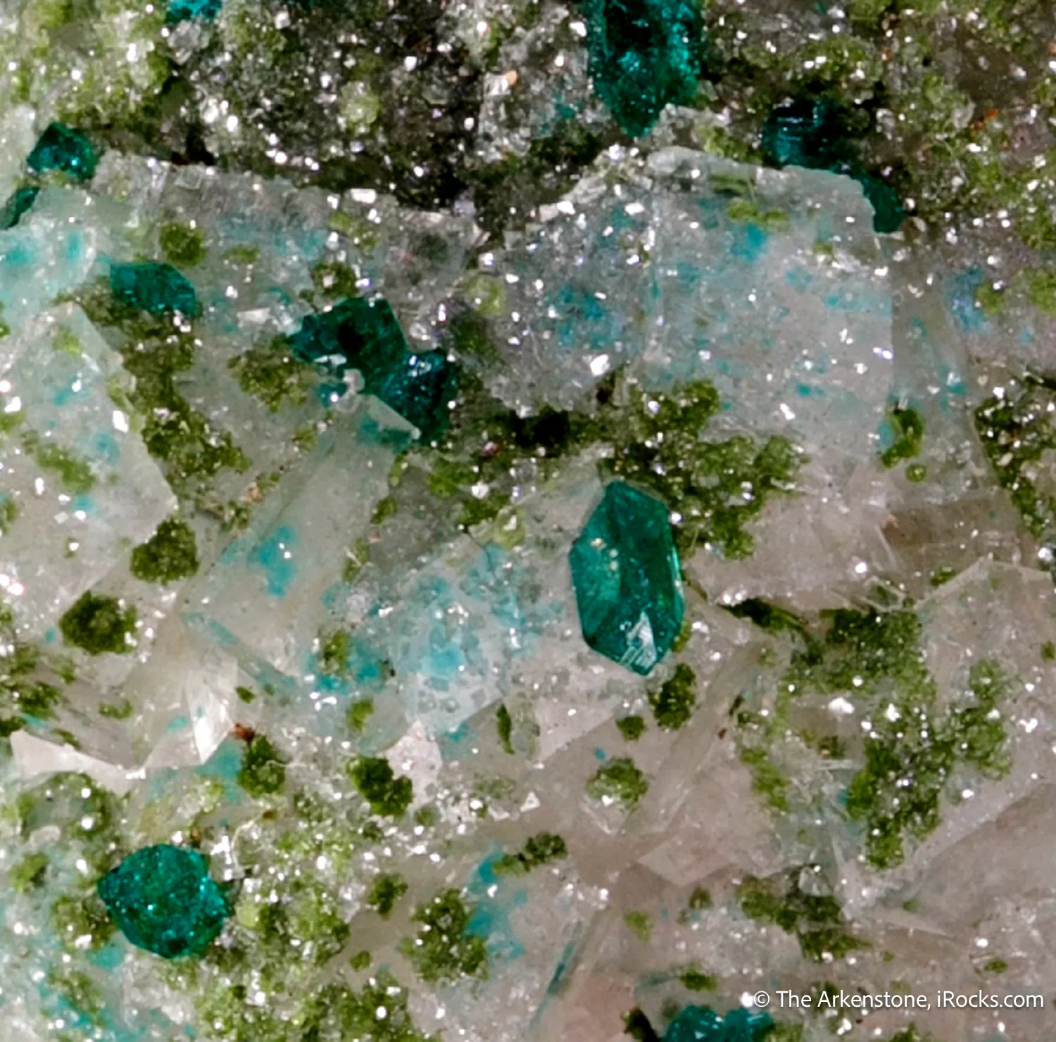 Calcite with Dioptase and Duftite - image 4