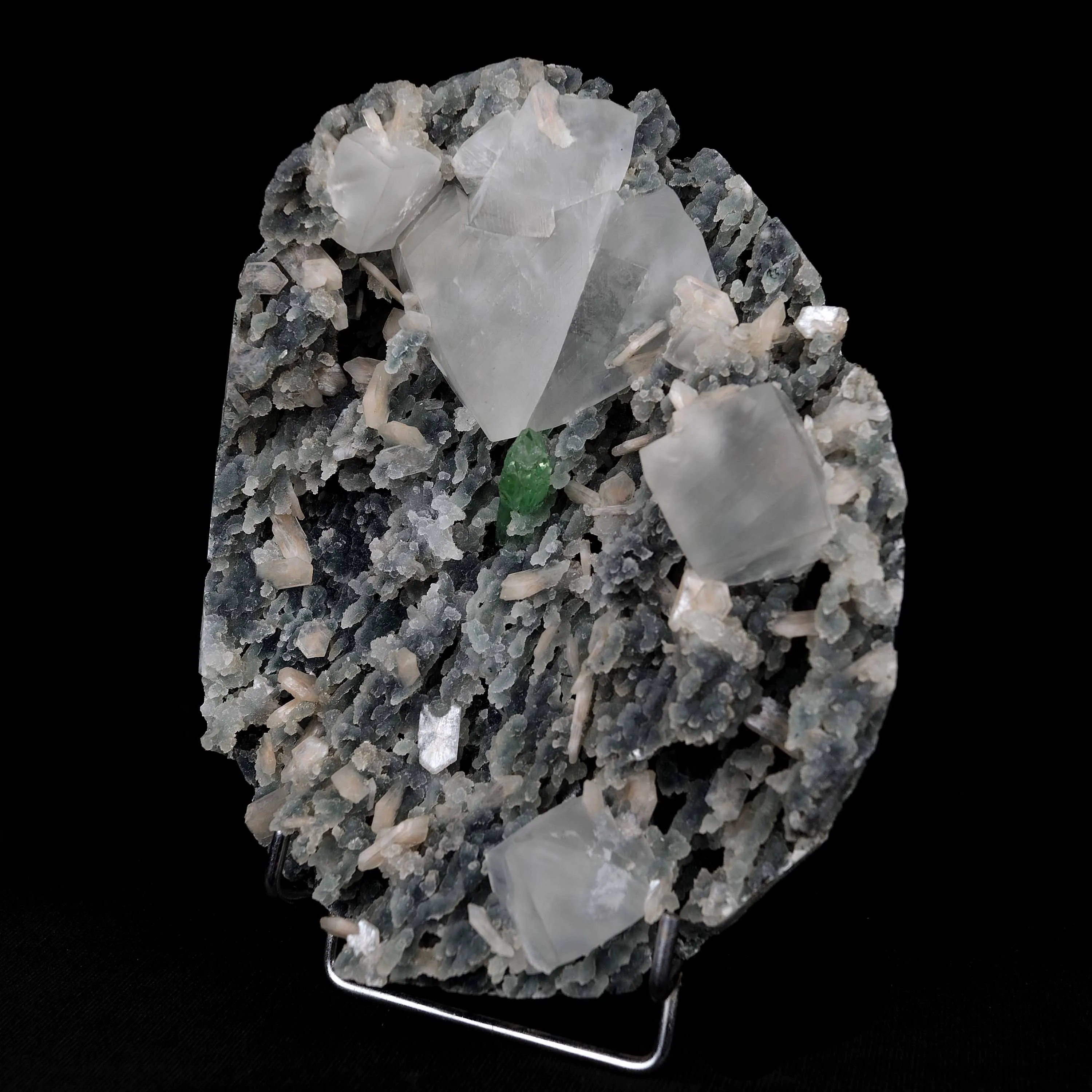 Calcite with Green Apophyllite with Stilbite (Excellent) Vug - image 5