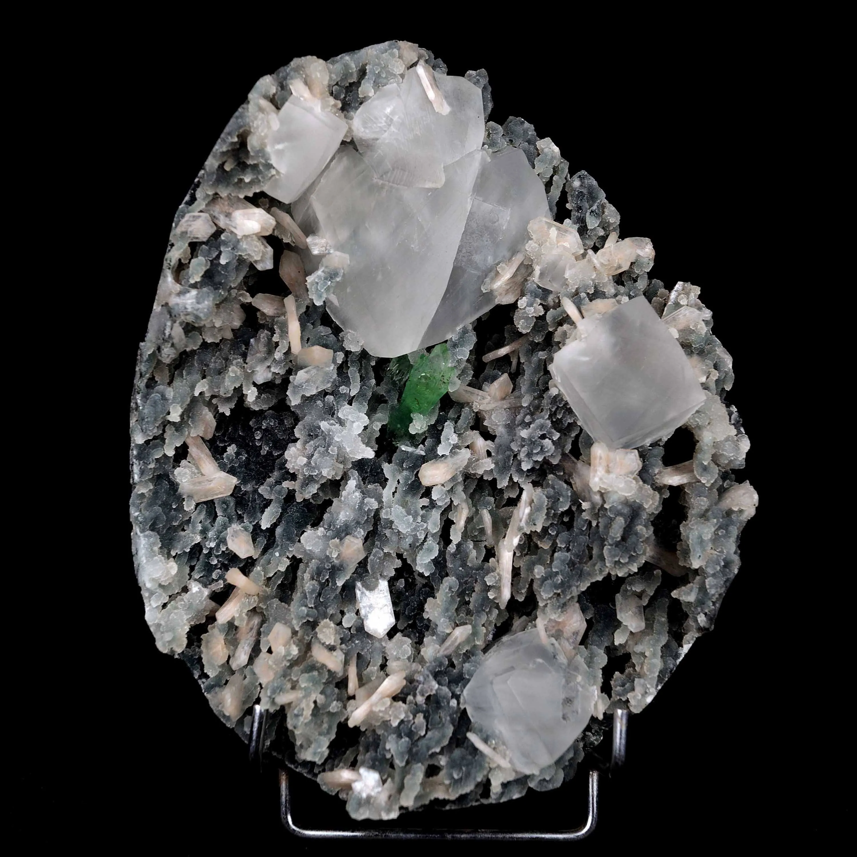 Calcite with Green Apophyllite with Stilbite (Excellent) Vug - image 1
