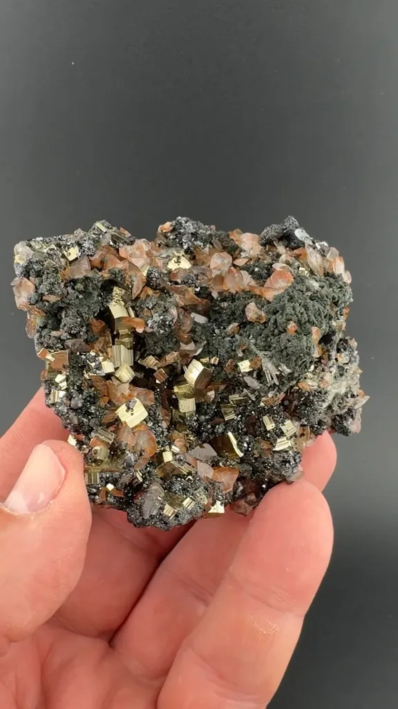 Calcite with Hematite, Pyrite, Sphalerite image