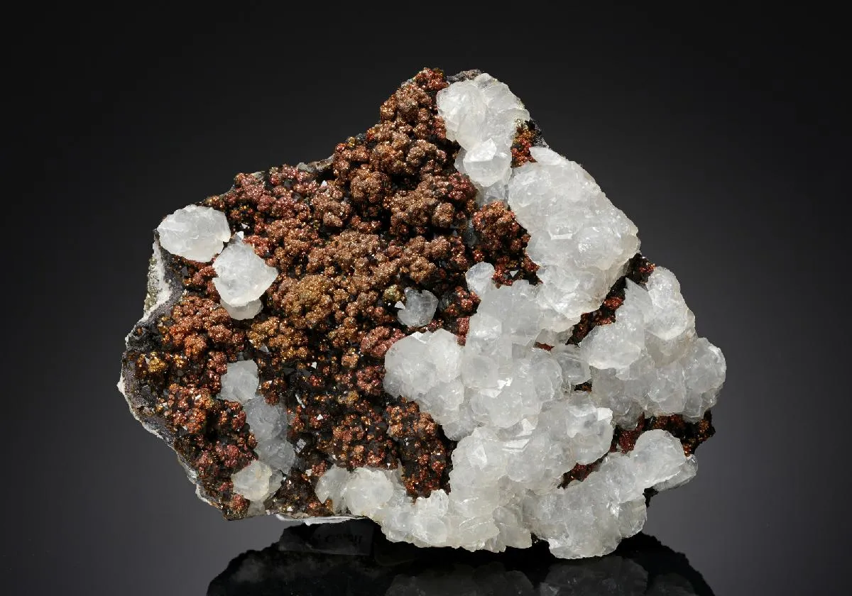 Calcite with Pyrite on Quartz - image 1