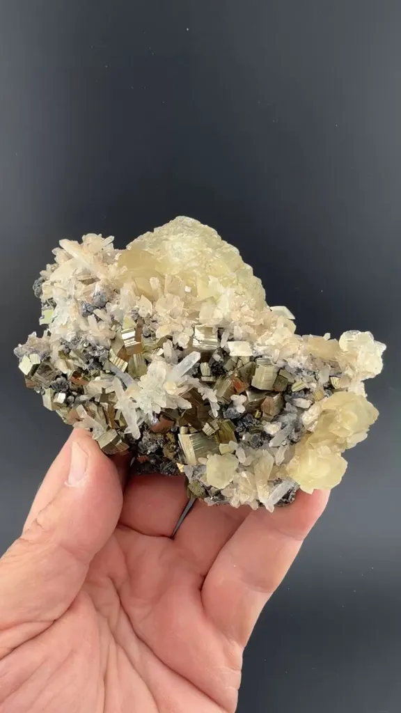 Calcite with Pyrite, Quartz, Chalcopyrite image