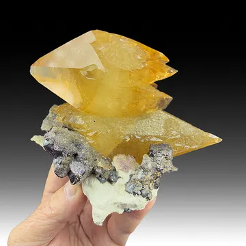 Calcite with Sphalerite, Celestine (barian rich), Fluorite