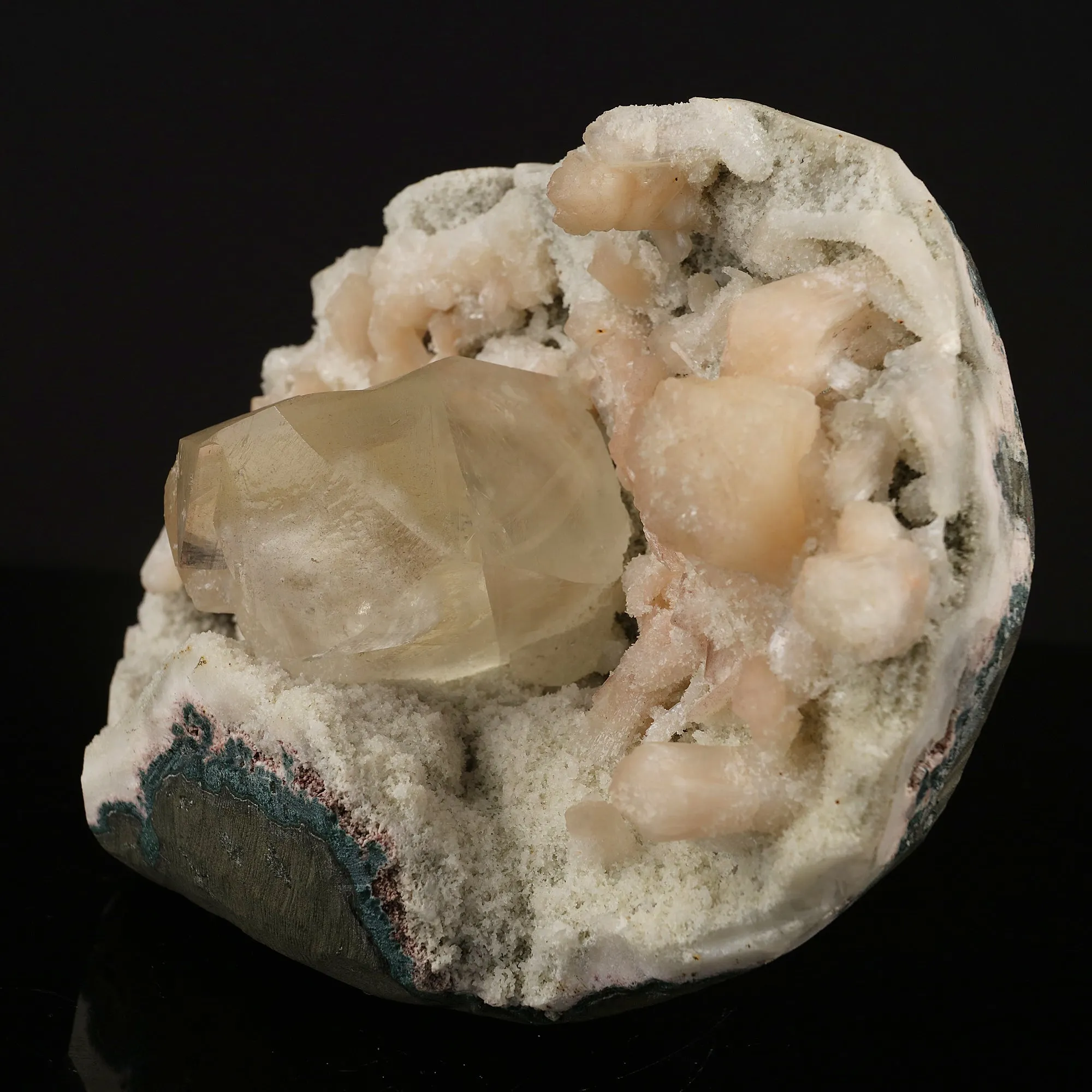 Calcite with Stilbite and Chalcedony Natural Mineral Specimen - image 2