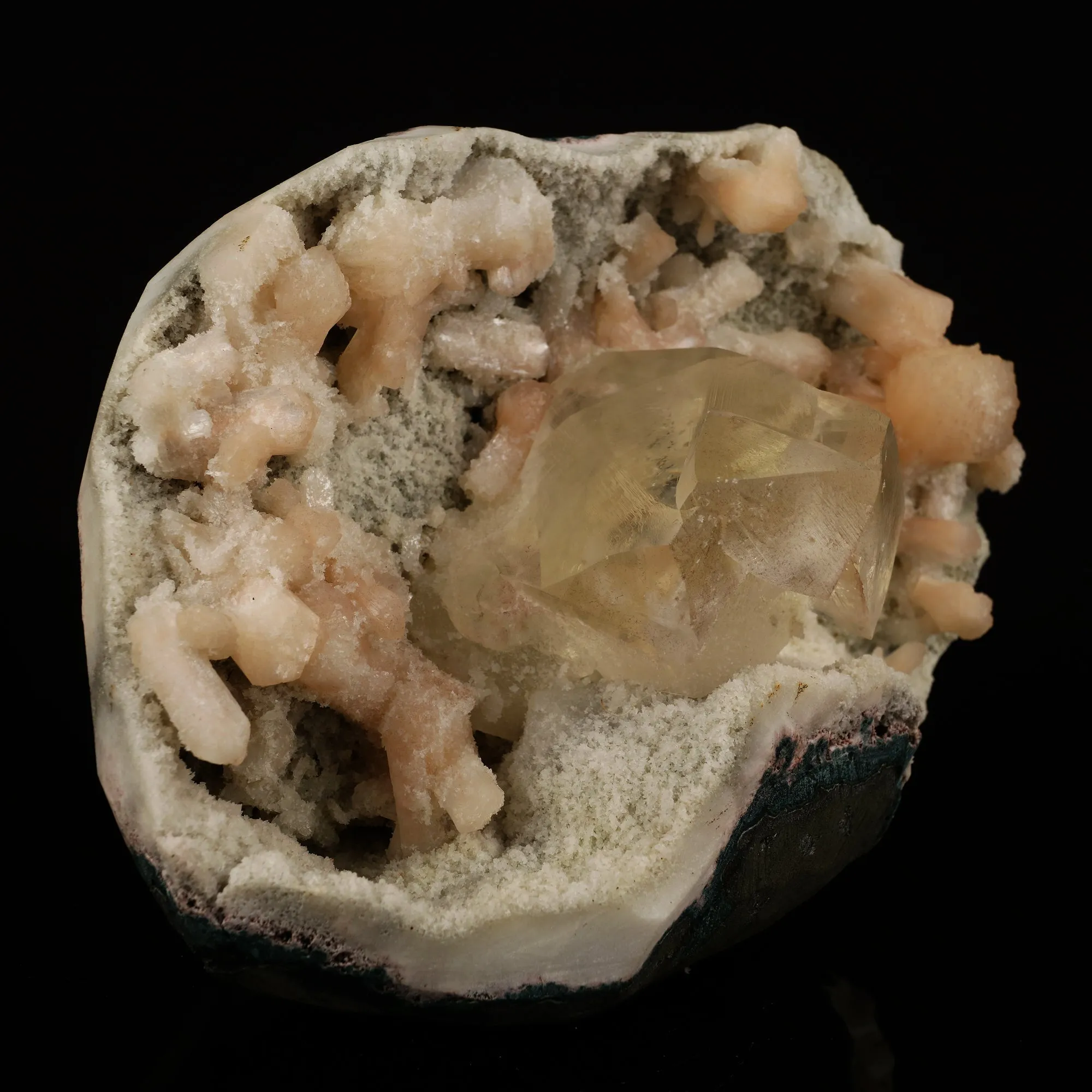 Calcite with Stilbite and Chalcedony Natural Mineral Specimen - image 3