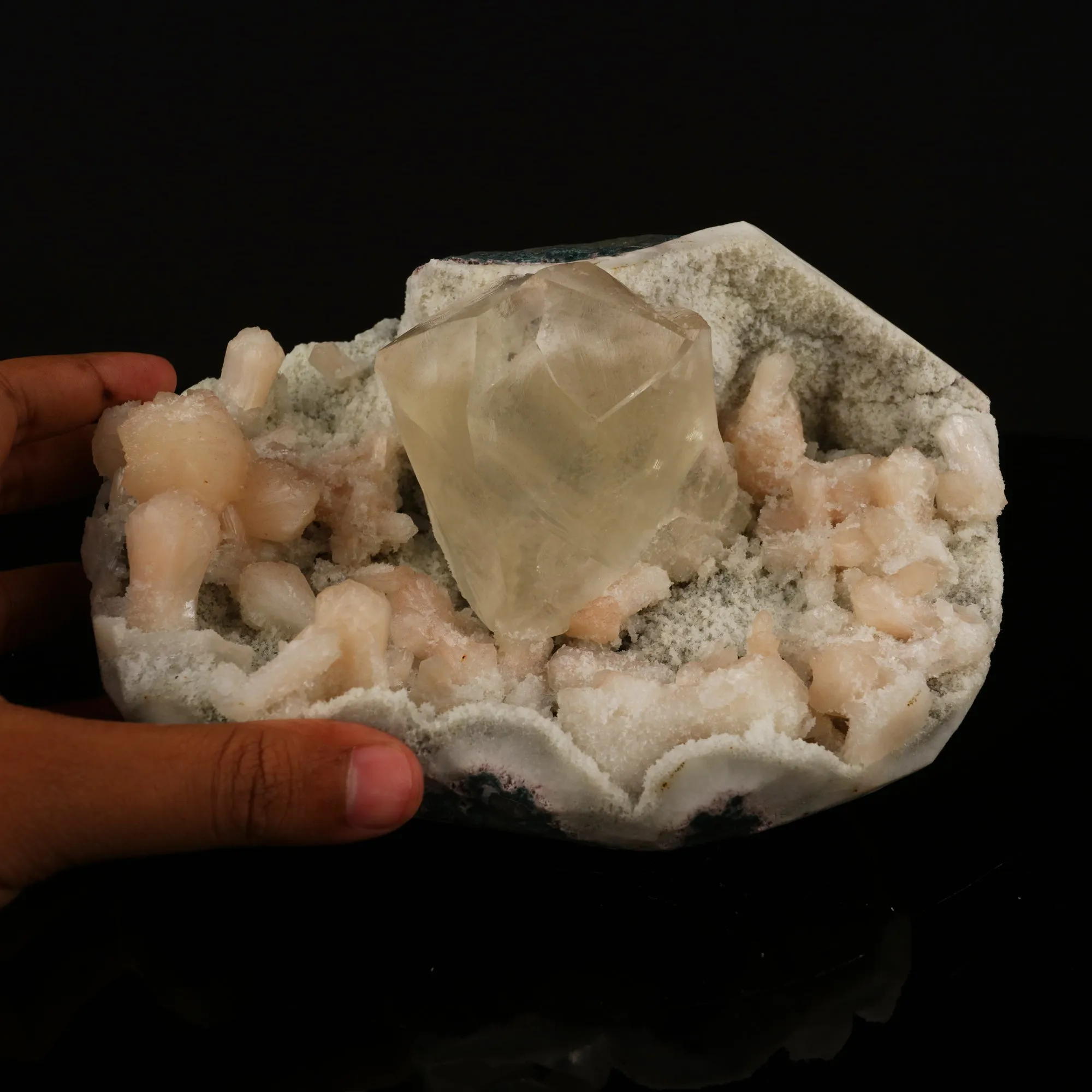 Calcite with Stilbite and Chalcedony Natural Mineral Specimen - image 7