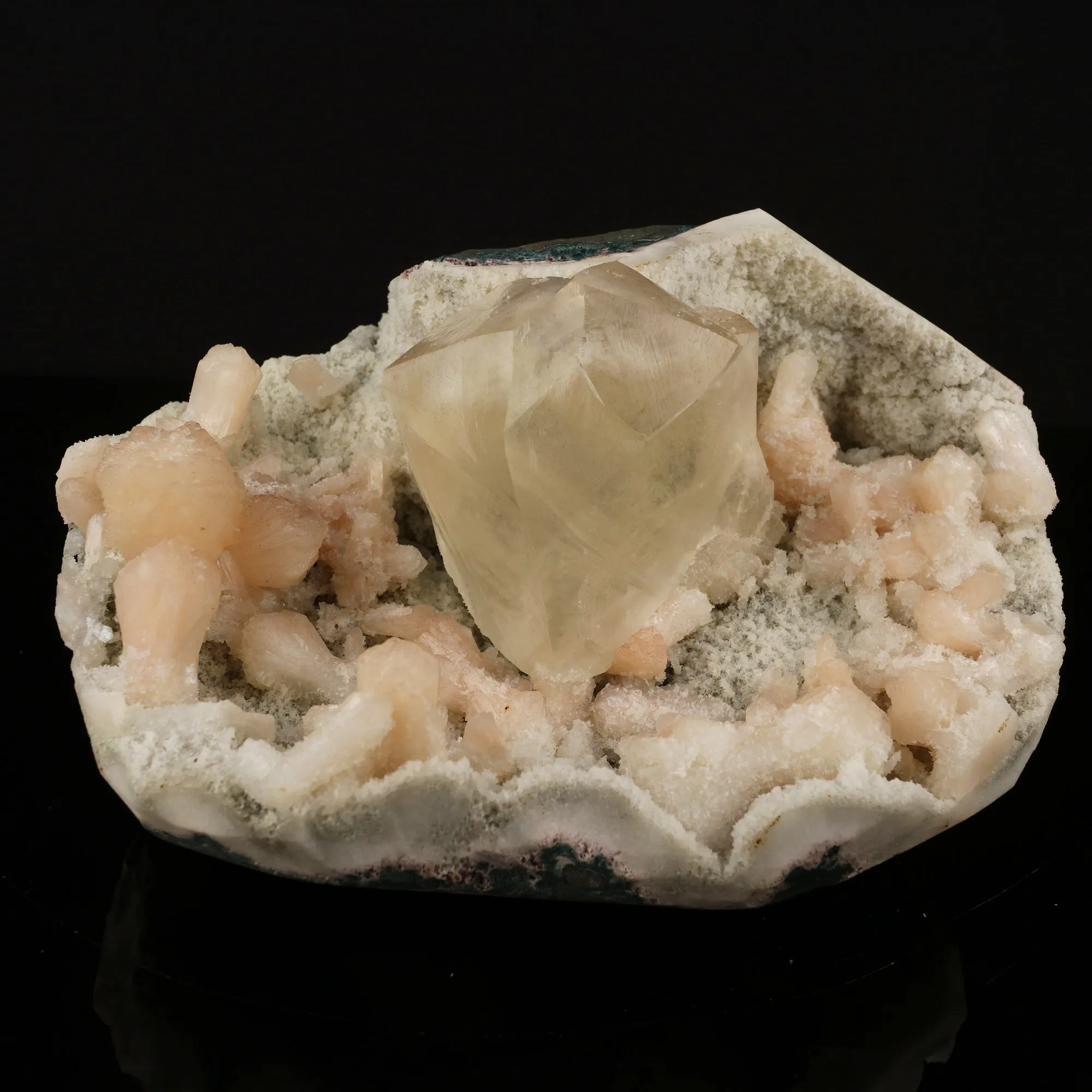 Calcite with Stilbite and Chalcedony Natural Mineral Specimen - image 4