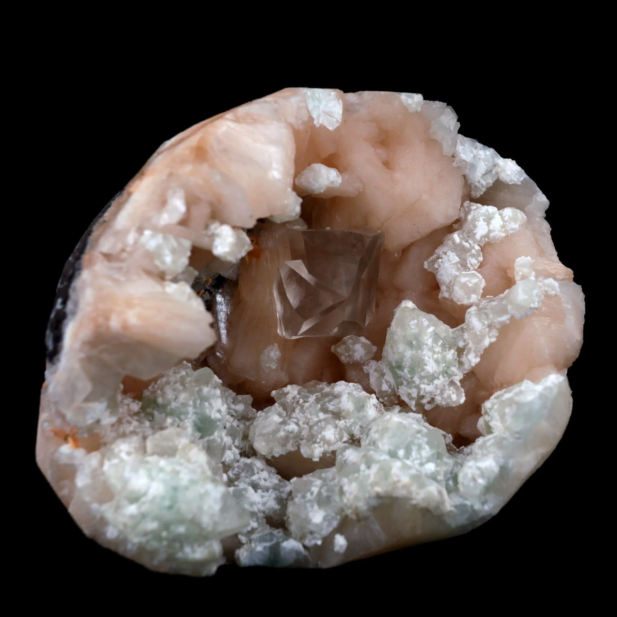Calcite with Stilbite Apophyllite Geode Natural Mineral Specimen - image 2