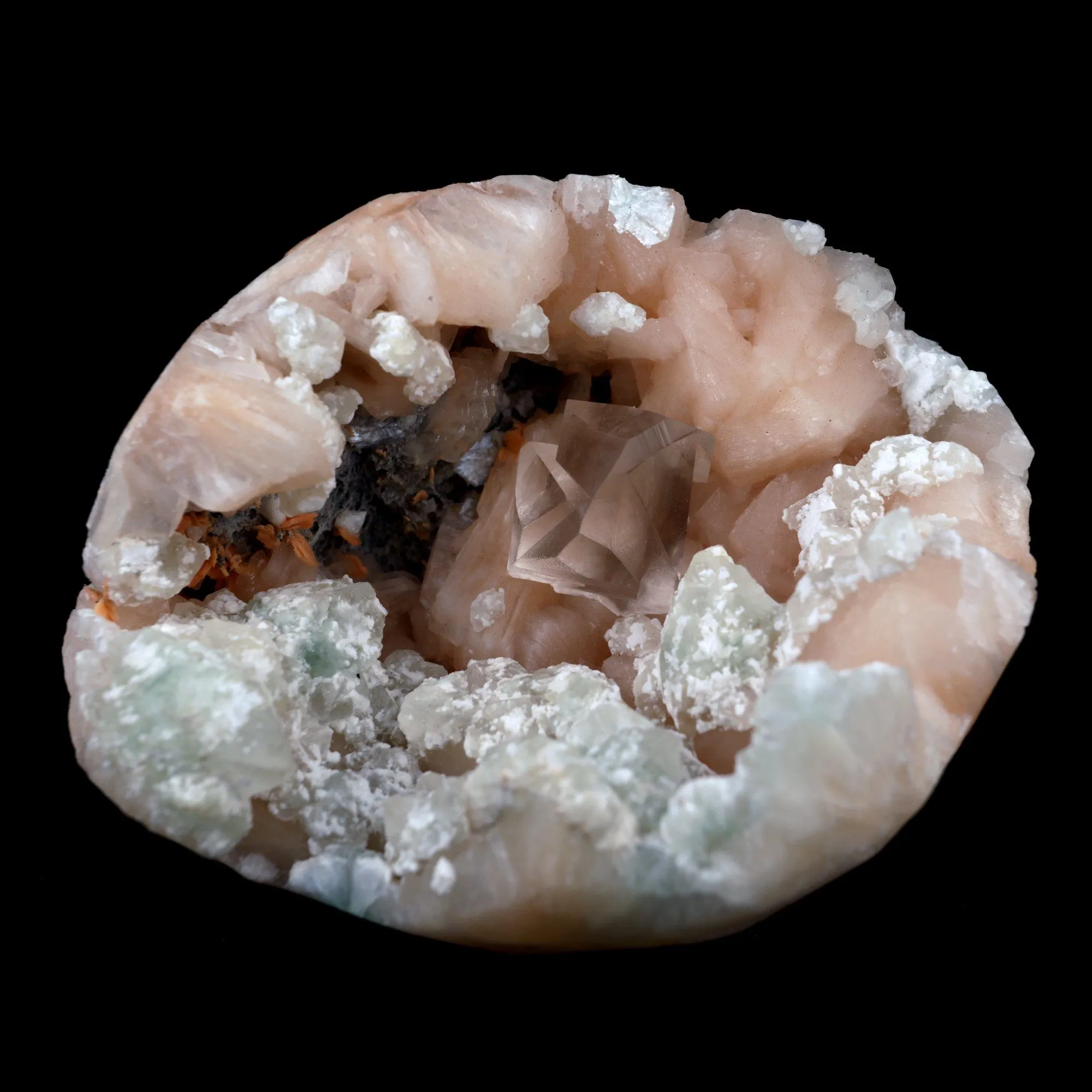 Calcite with Stilbite Apophyllite Geode Natural Mineral Specimen - image 1