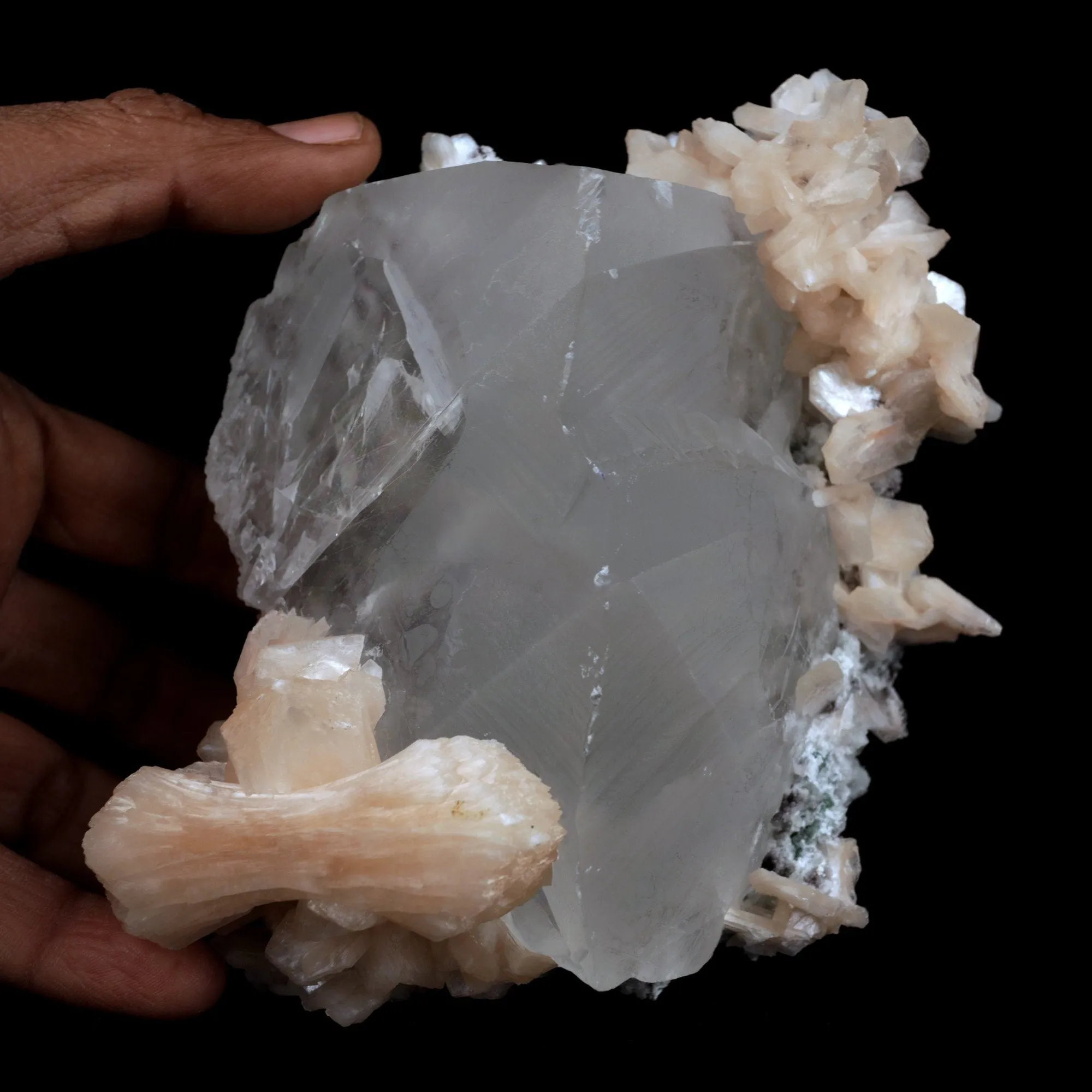 Calcite with Stilbite Natural Mineral Specimen (Repaired) - image 4