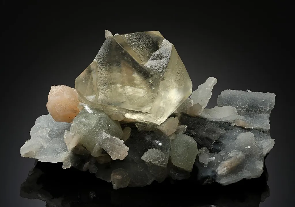 Calcite with Stilbite on Chalcedony image