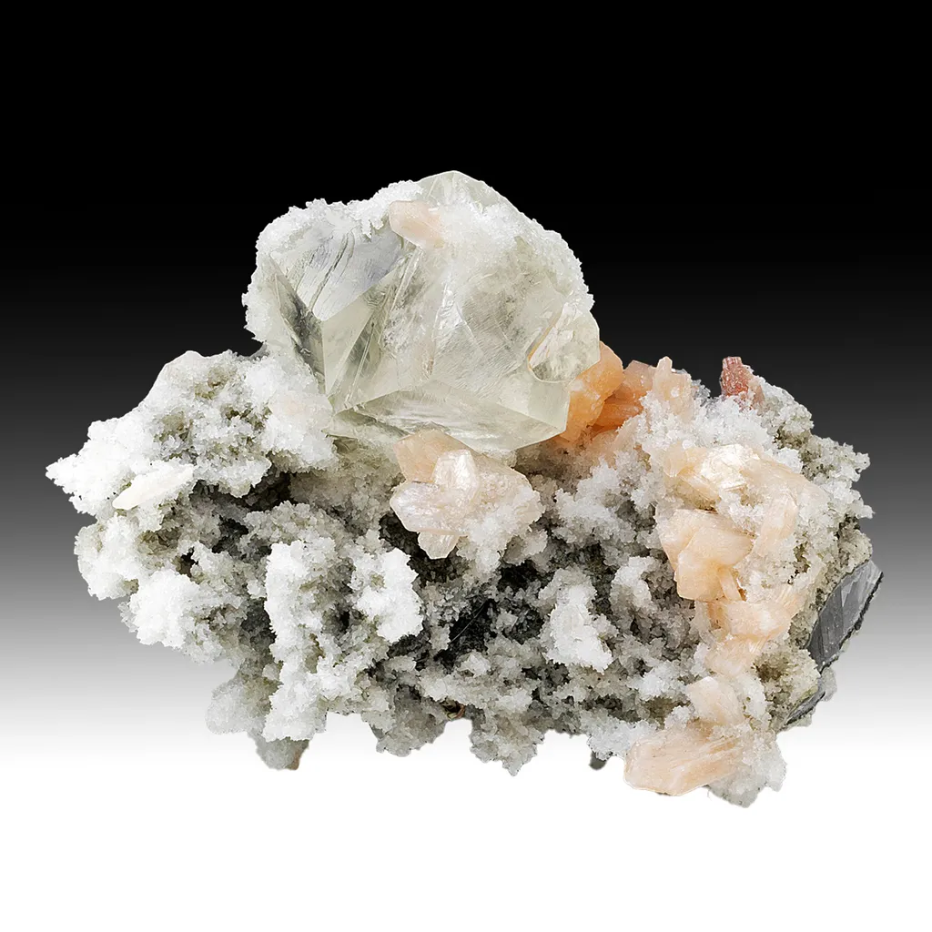 Calcite with Stilbite, Quartz image