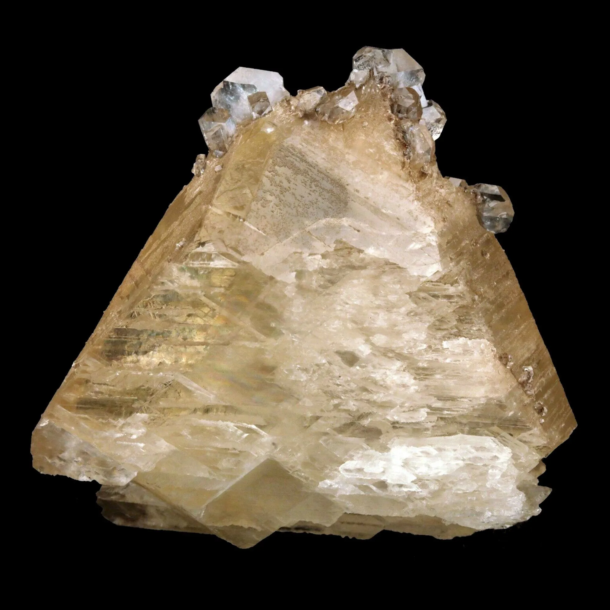 Calcite Yellow Crystal on Apophyllite Crystal Natural Mineral Specimen - image 3
