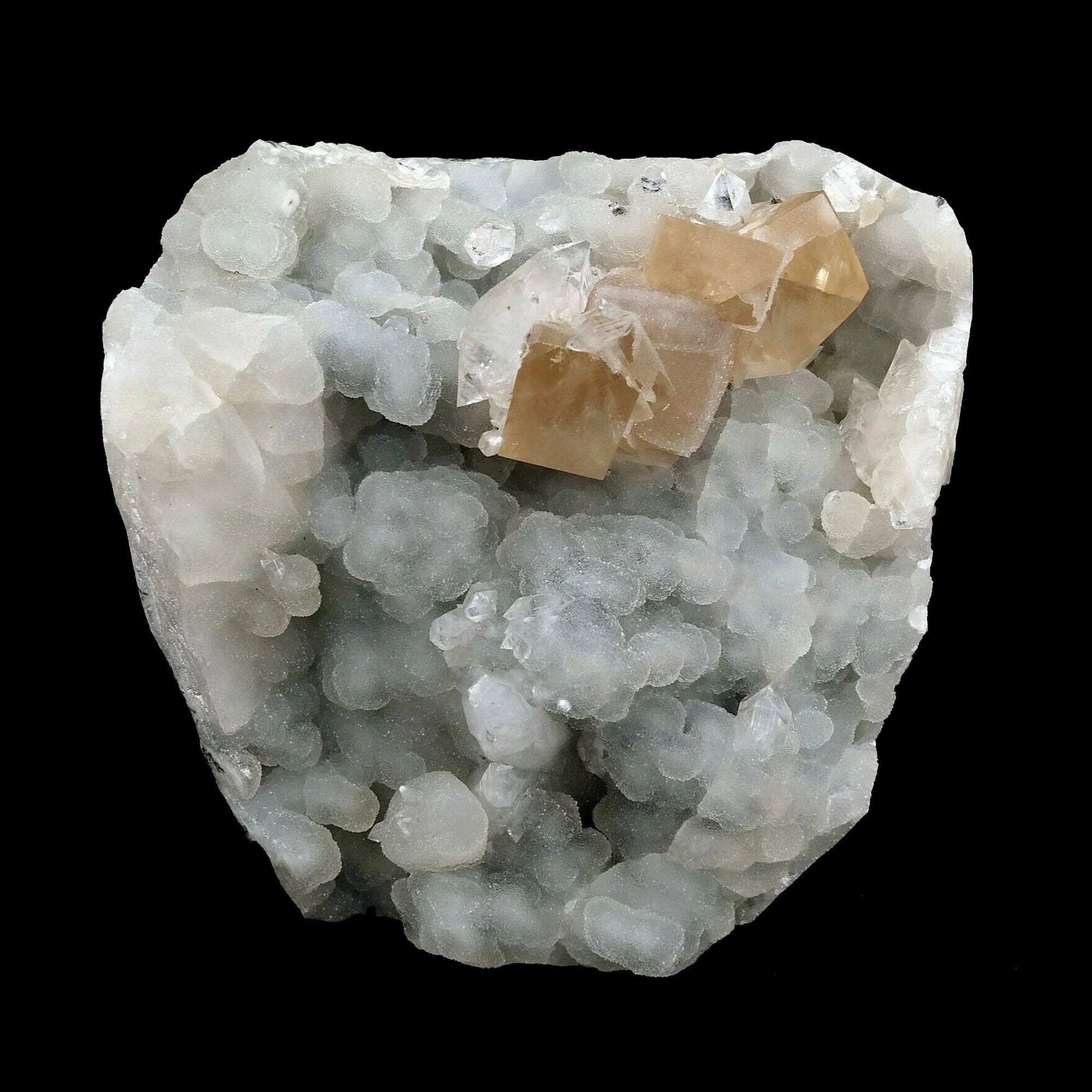 Calcite Yellow Crystal on Chalcedony Natural Mineral Specimen - image 2