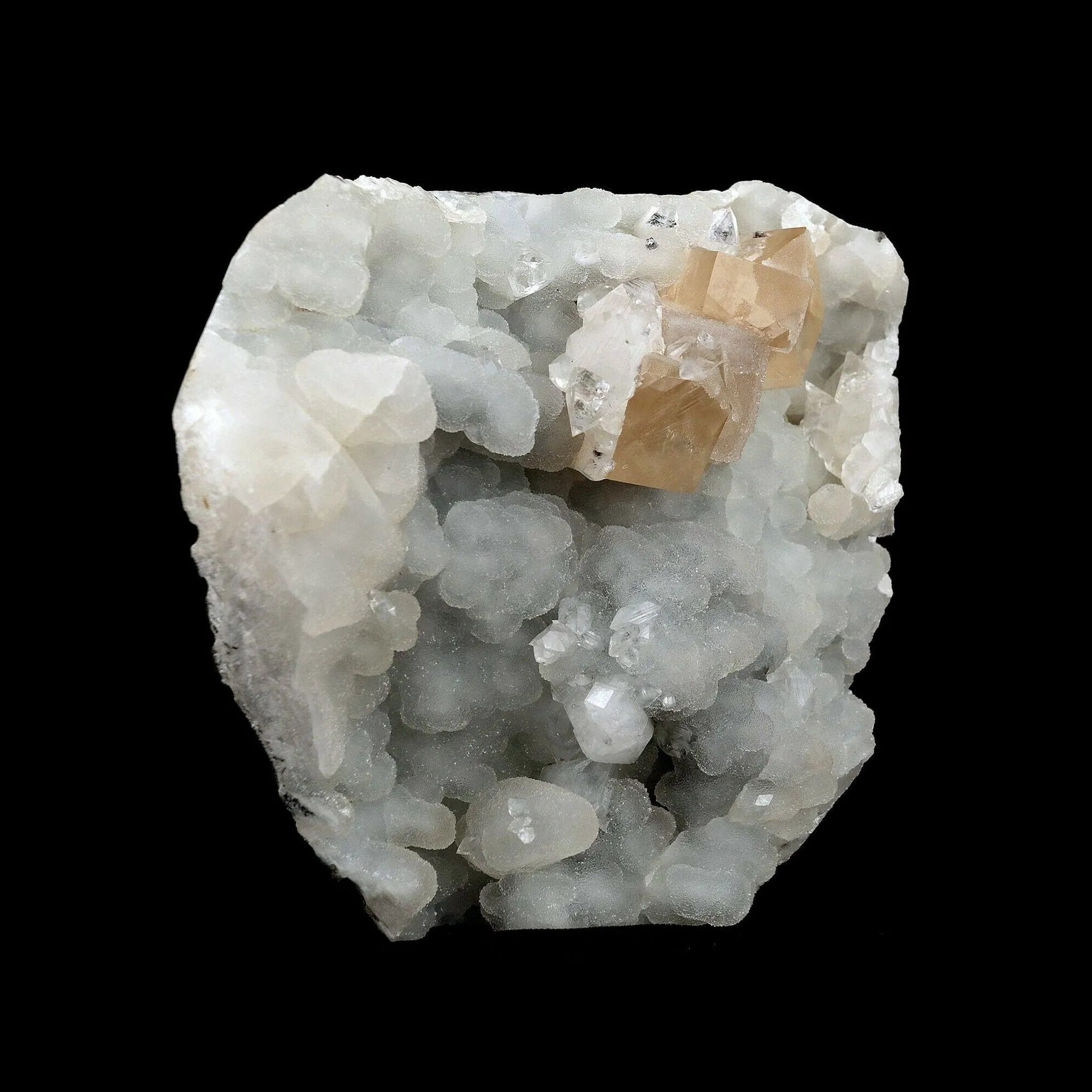 Calcite Yellow Crystal on Chalcedony Natural Mineral Specimen - image 4