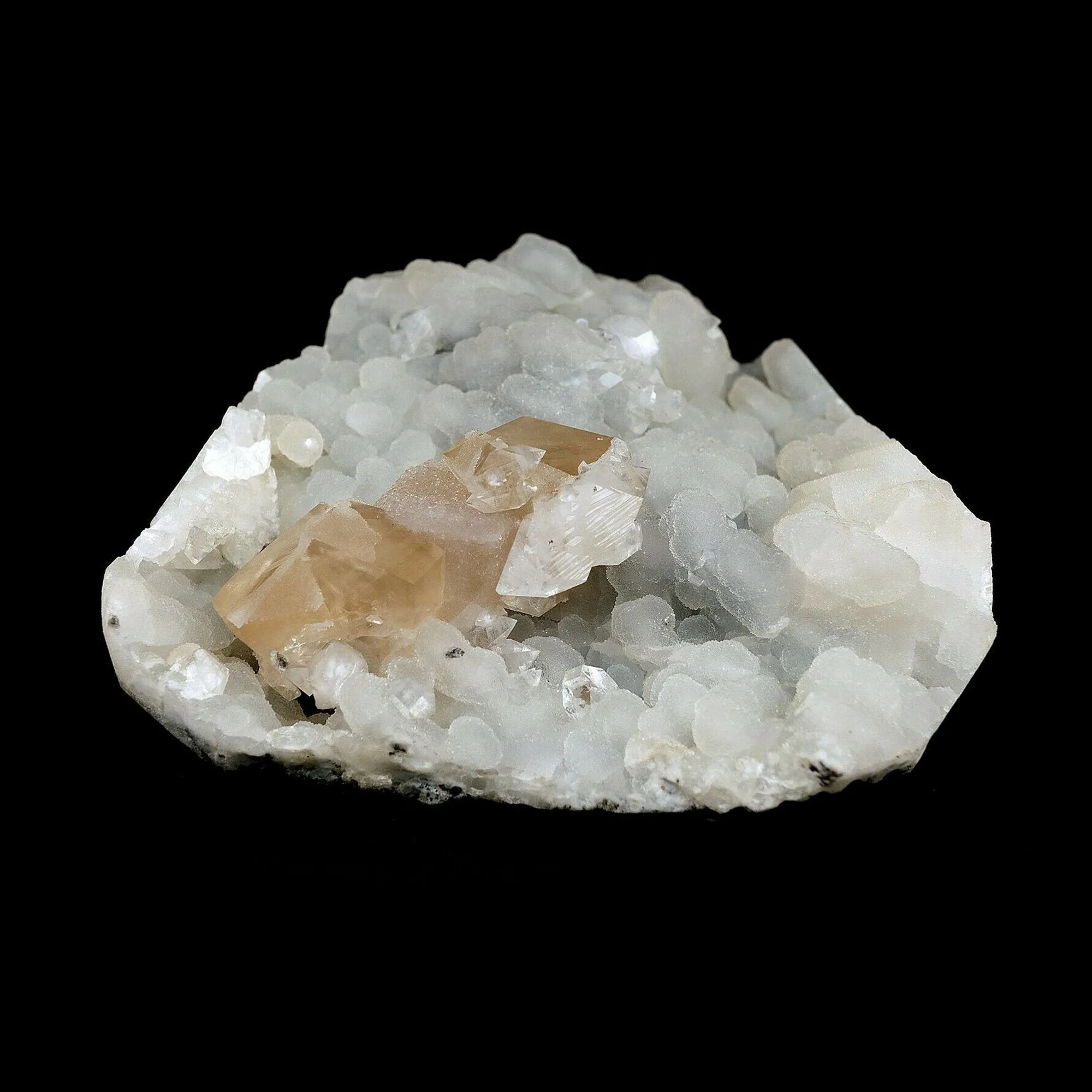 Calcite Yellow Crystal on Chalcedony Natural Mineral Specimen - image 5