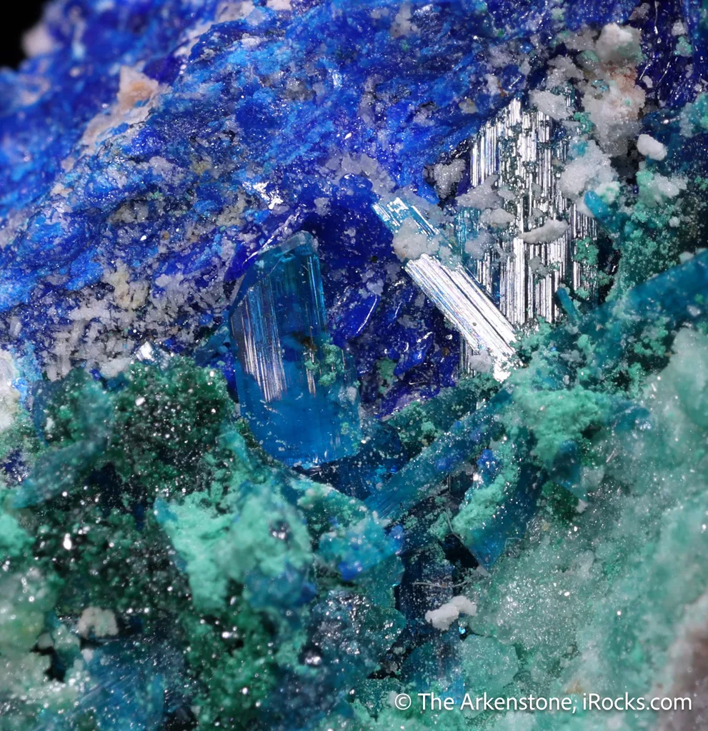 Caledonite with Diaboleite, Atacamite, Cerussite image