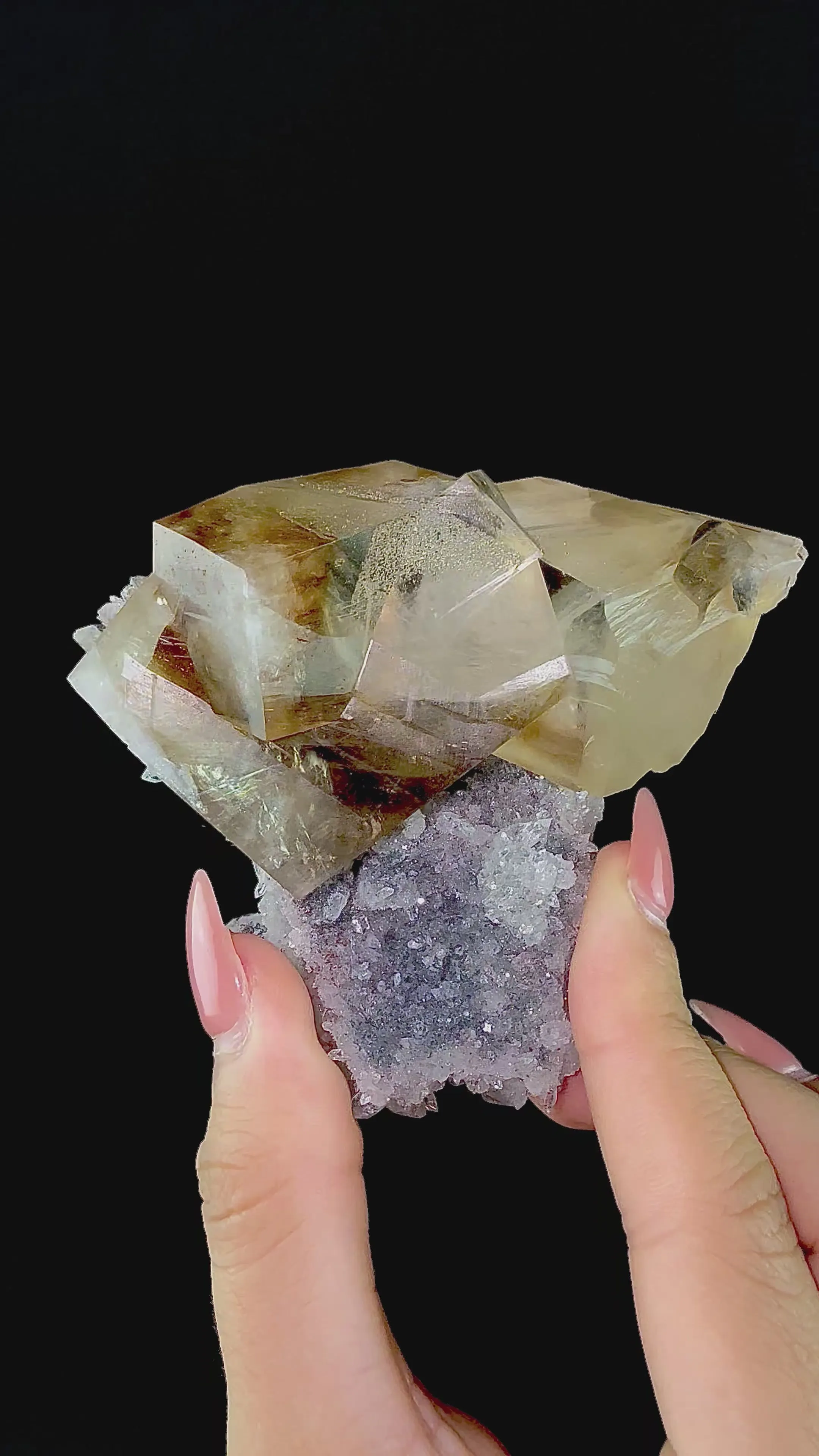 Calicite on Apophyllite & Chalcedony | Higj Quality Mineral | Indian Minerals | Superb Minerals | Fine Mineral | Collectors Piece - image 6