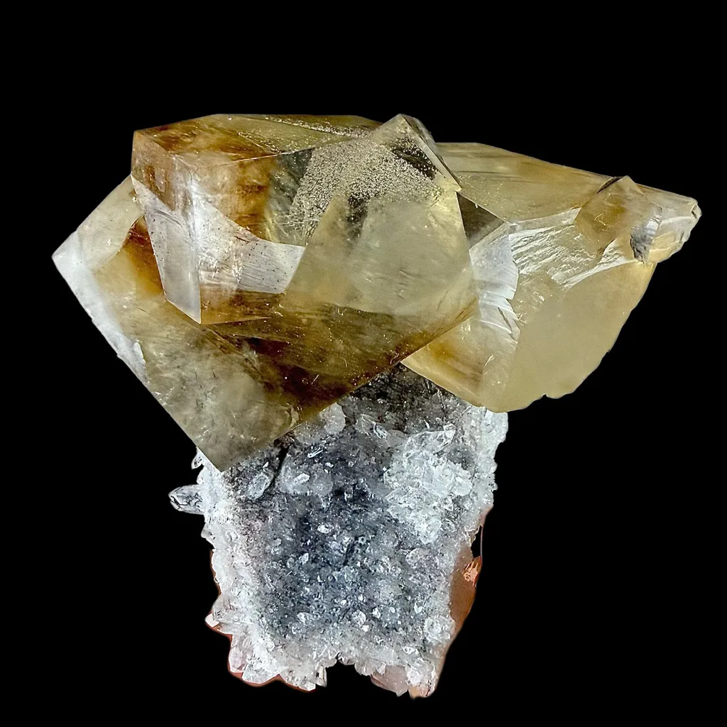 Calicite on Apophyllite & Chalcedony | Higj Quality Mineral | Indian Minerals | Superb Minerals | Fine Mineral | Collectors Piece image