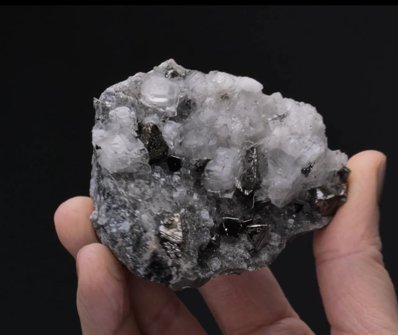 Carrollite with Chalcopyrite on Calcite - image 2