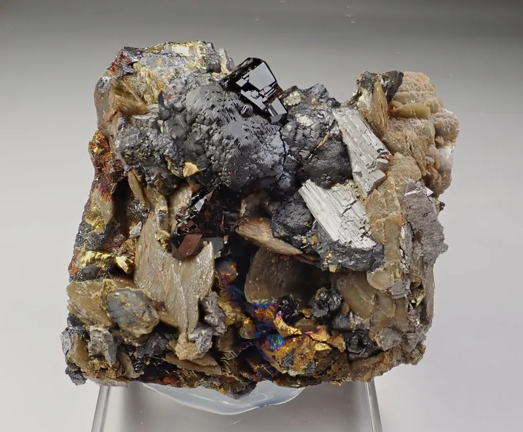 Cassiterite, Sphalerite, Siderite, Chalcopyrite image