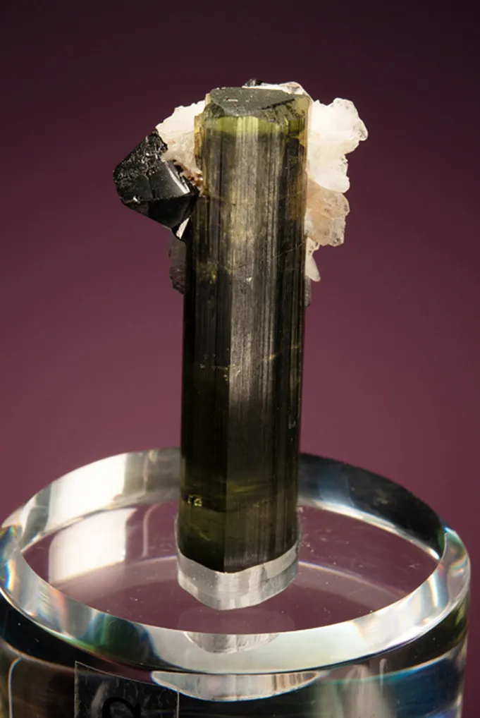 Cassiterite with Albite var. Cleavelandite on Elbaite - image 5