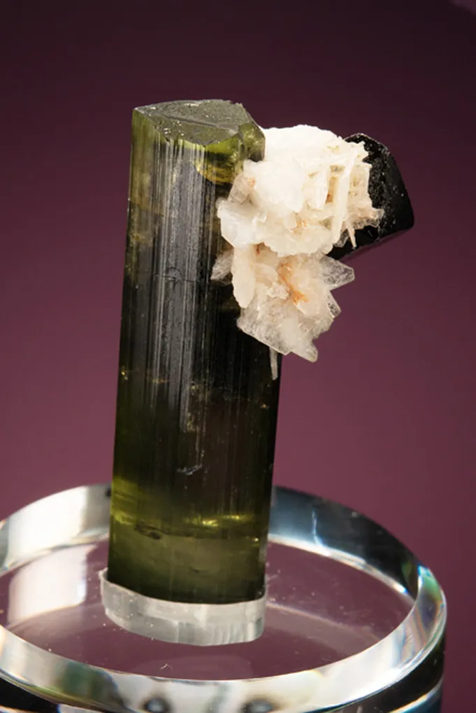 Cassiterite with Albite var. Cleavelandite on Elbaite - image 4