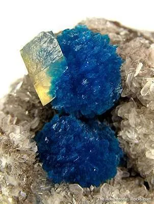 Cavansite and Calcite on Stilbite - image 2