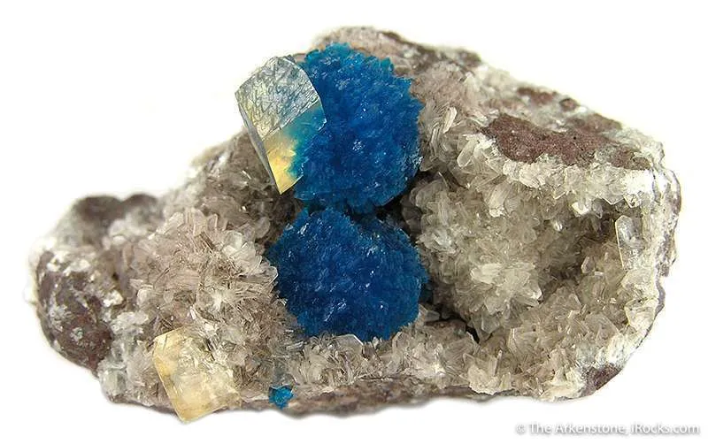 Cavansite and Calcite on Stilbite image