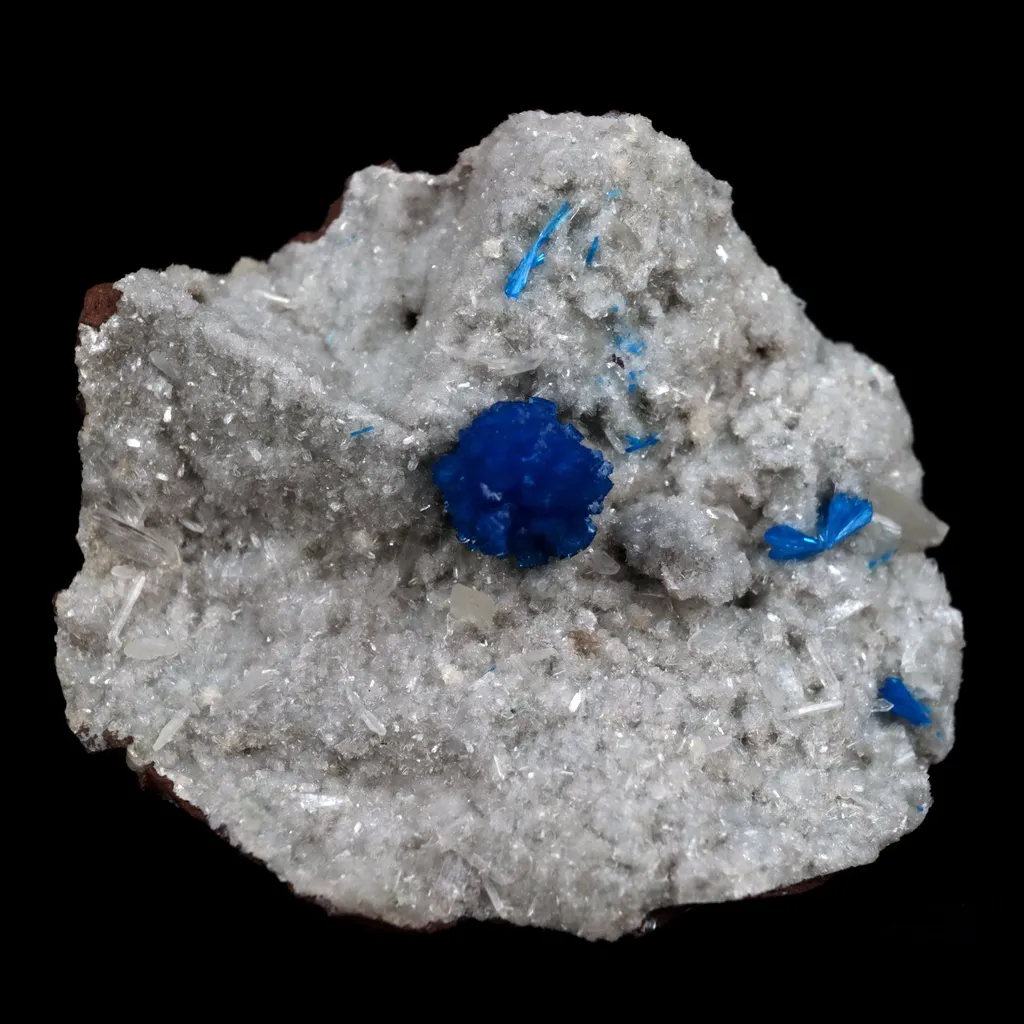 Cavansite Ball on Heuandite (Rare Find) Natural Mineral Specimen image