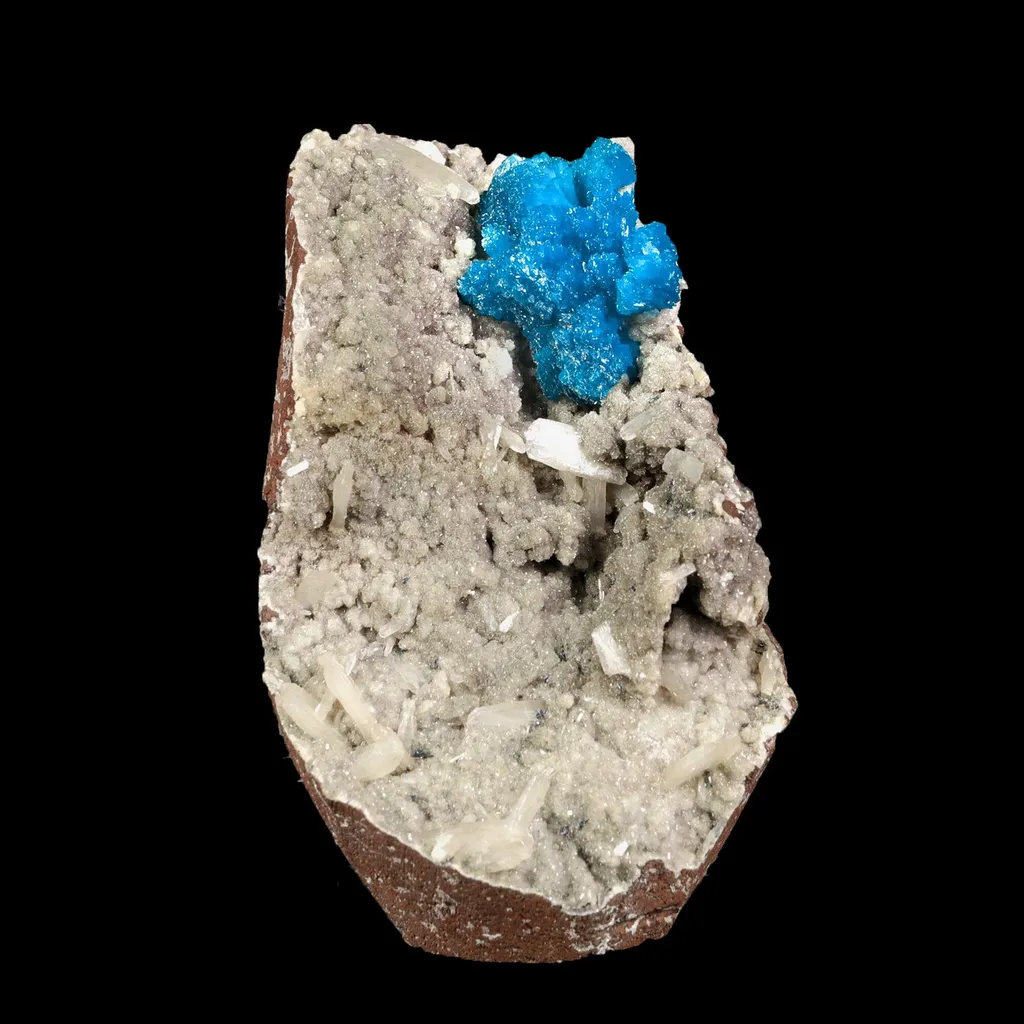 Cavansite on Heulandite (Rare Find) Natural Mineral Specimen image