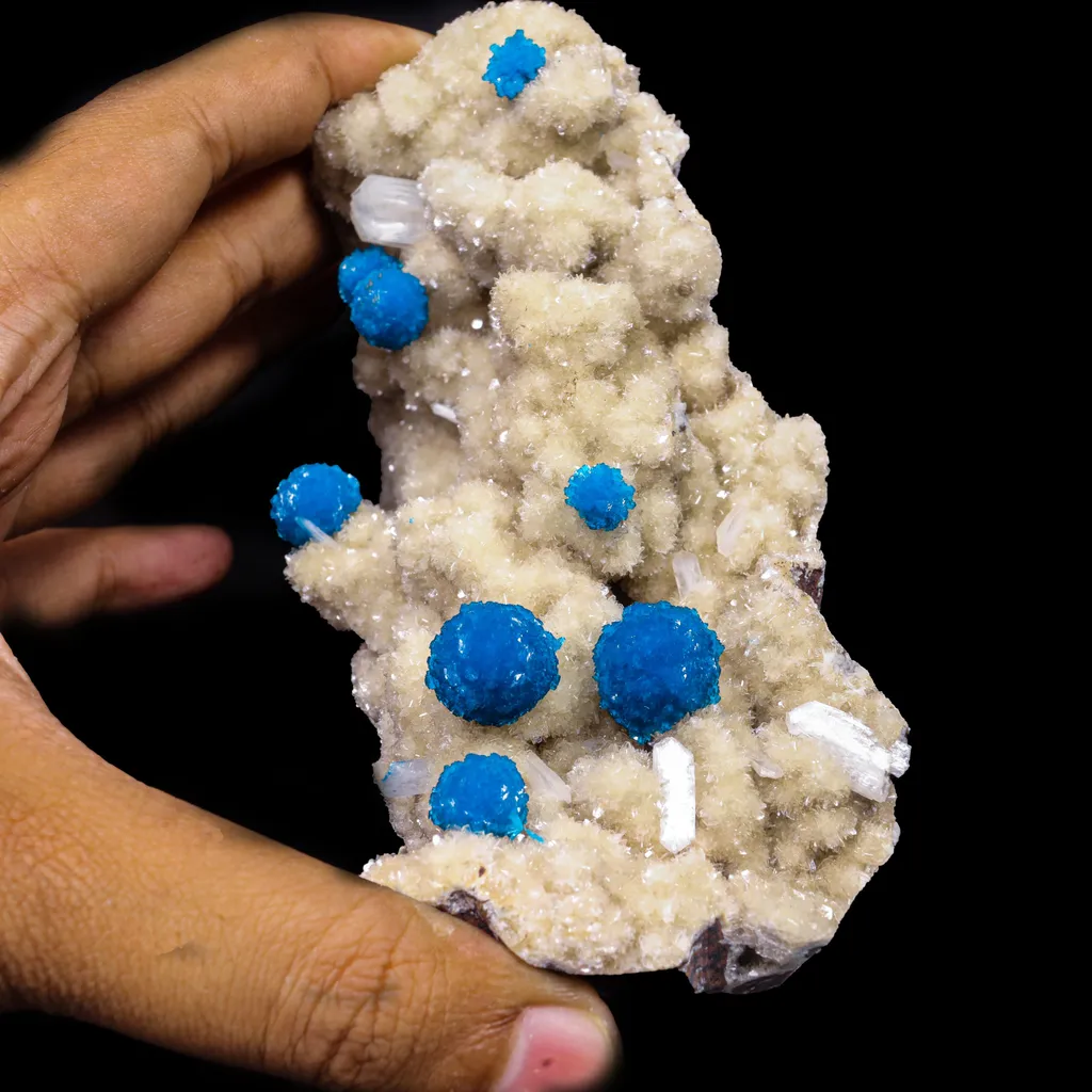 Cavansite on Heulandite (Rare Find) Natural Mineral Specimen - image 4