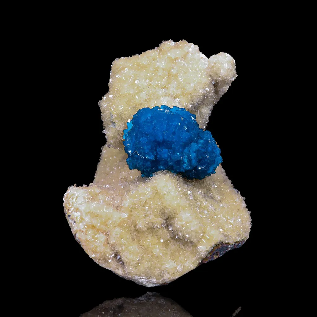 Cavansite on Heulandite (Rare Find) Natural Mineral Specimen image