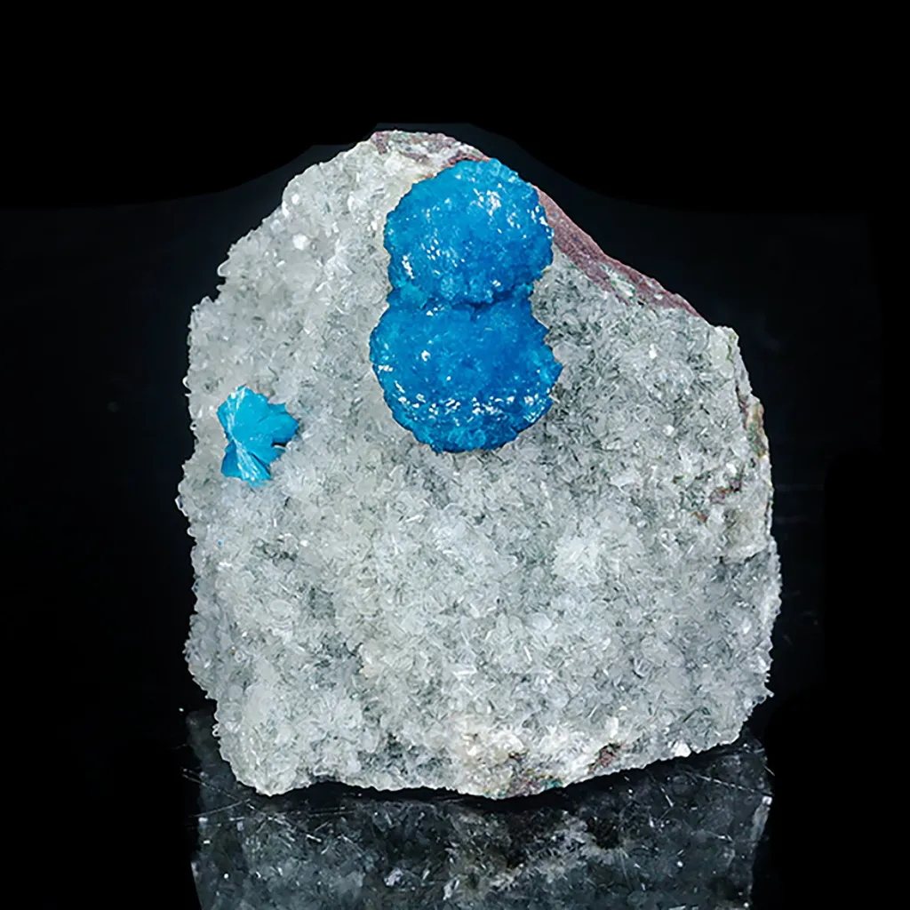 Cavansite on Heulandite (Rare Find) Natural Mineral Specimen image