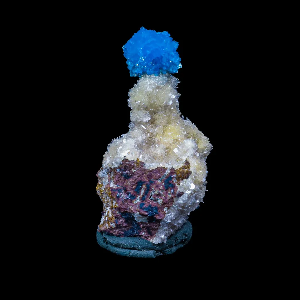 Cavansite on Heulandite (Rare Find) Natural Mineral Specimen image