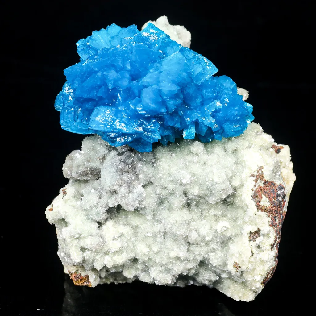Cavansite on Heulandite (Rare Find) Natural Mineral Specimen image