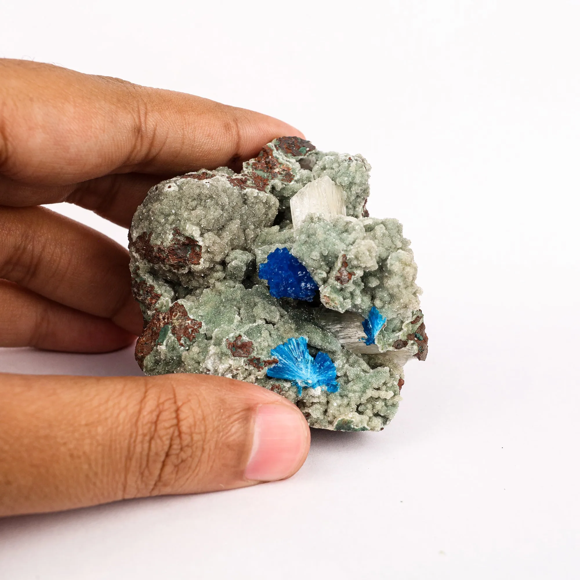 Cavansite on Heulandite With Stilbite (Rare Find) Free Standing Natural Mineral Specimen - image 4