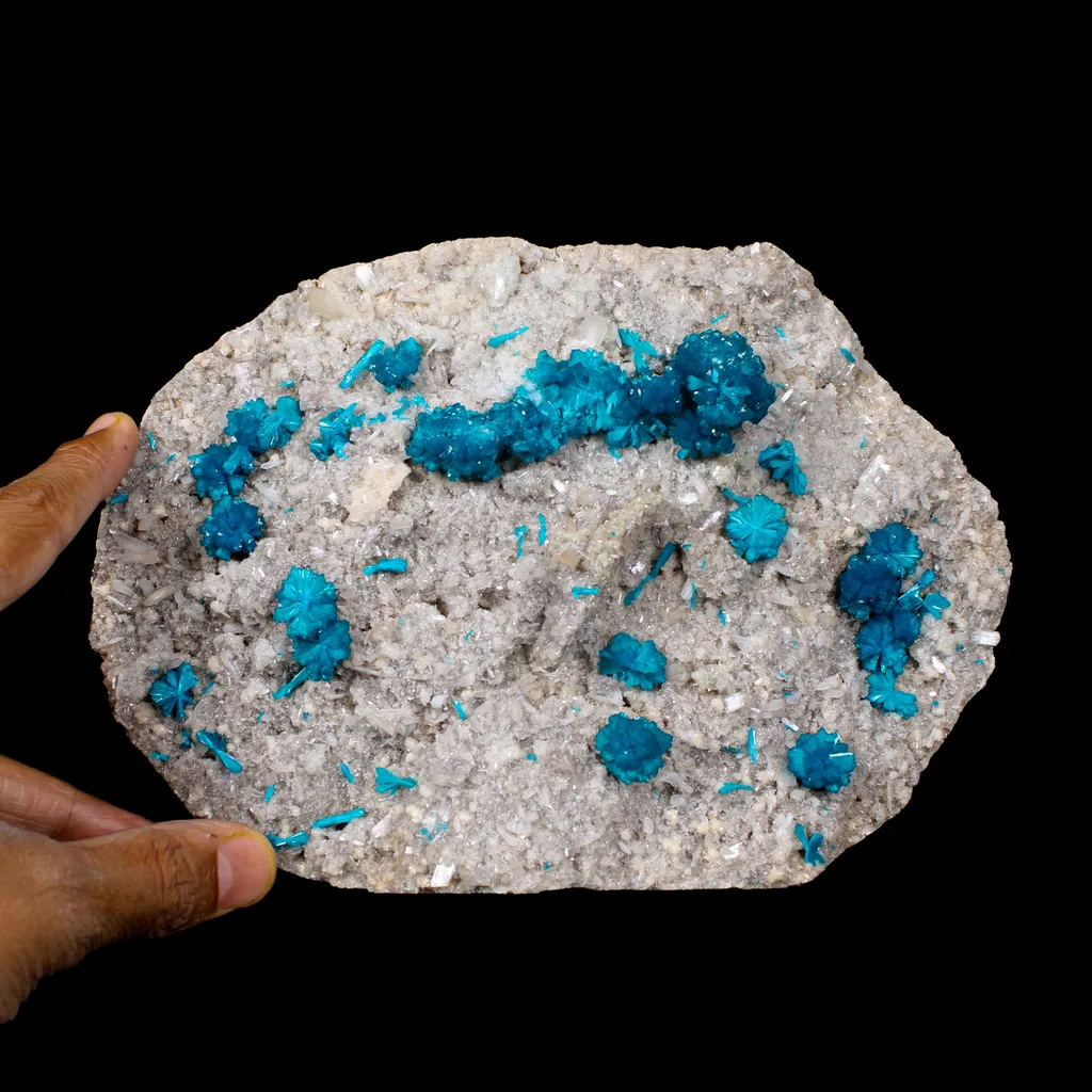 Cavansite on Stilbite,Heulandite Matrix – Vibrant Blue Flowers, Wagholi Quarry, Pune, India – Collector Grade Raw Zeolite Mineral Specimen - image 4