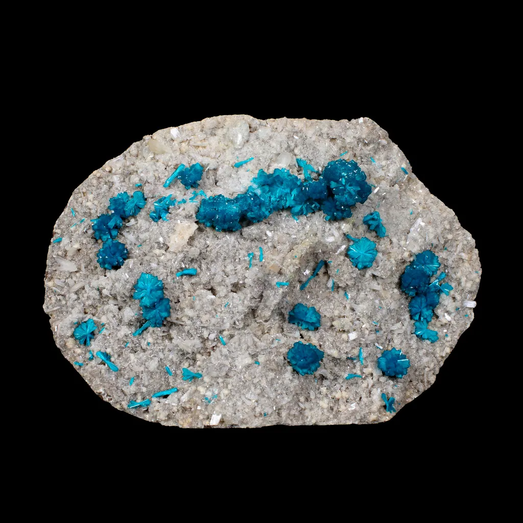 Cavansite on Stilbite,Heulandite Matrix – Vibrant Blue Flowers, Wagholi Quarry, Pune, India – Collector Grade Raw Zeolite Mineral Specimen image