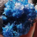 Cavansite var. Pentagonite from India.Bright blue bursting, snowflake like Pentagonite crystals w/ Stilbite on a sparkling Heulandite matrix - image 5