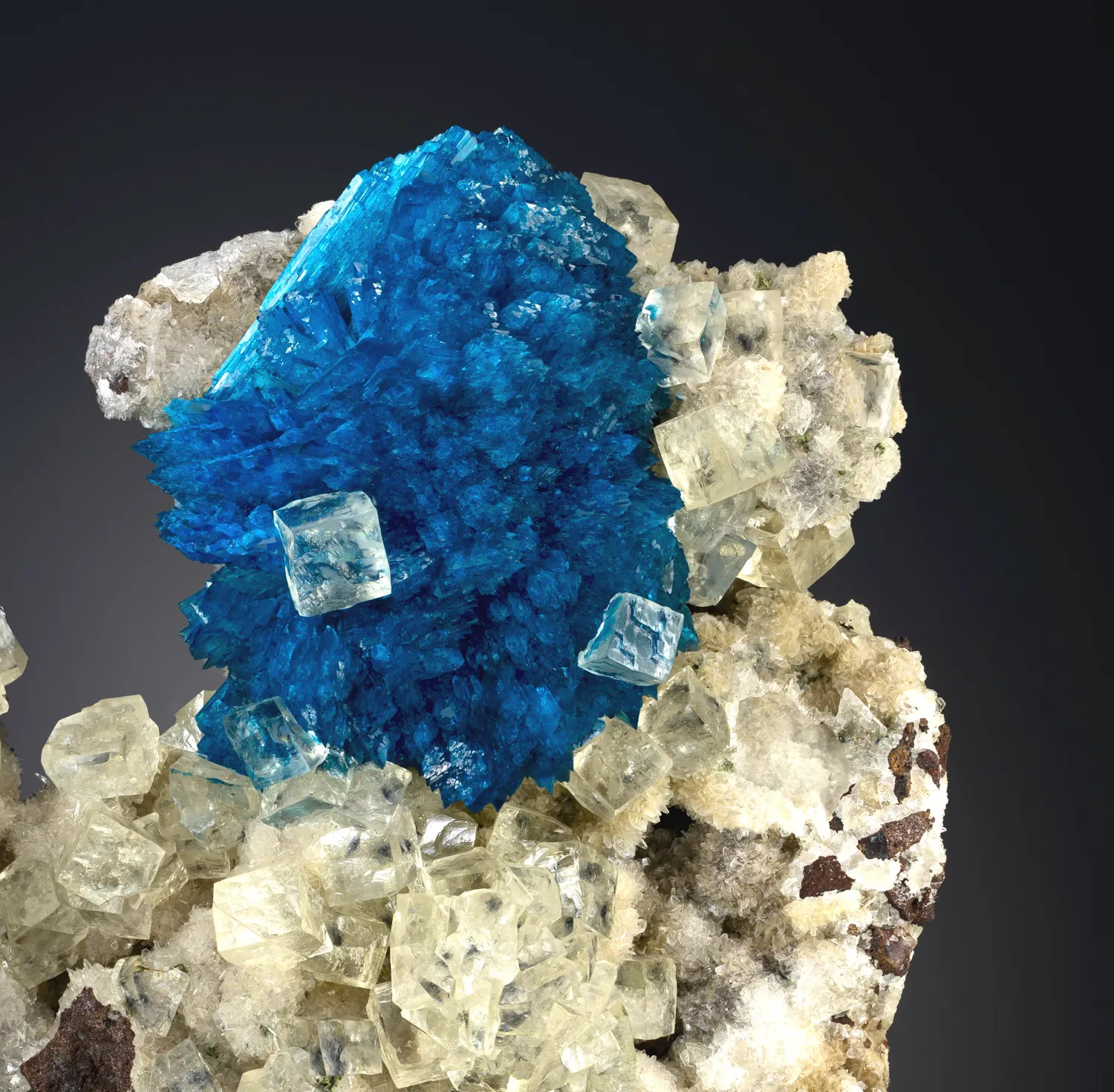 Cavansite with Calcite on Calcite - image 1
