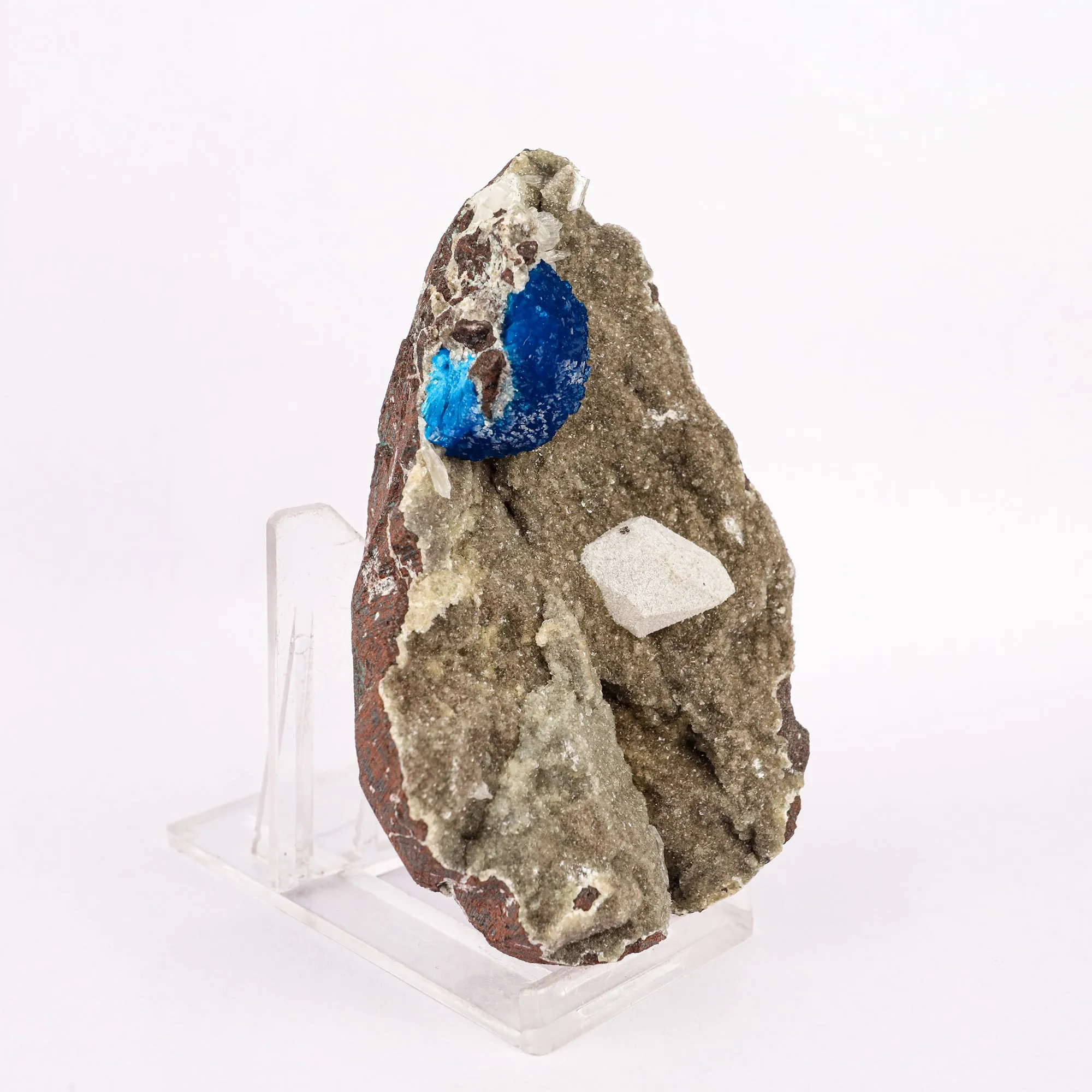Cavansite with Coated Calcite Natural Mineral Specimen - image 3