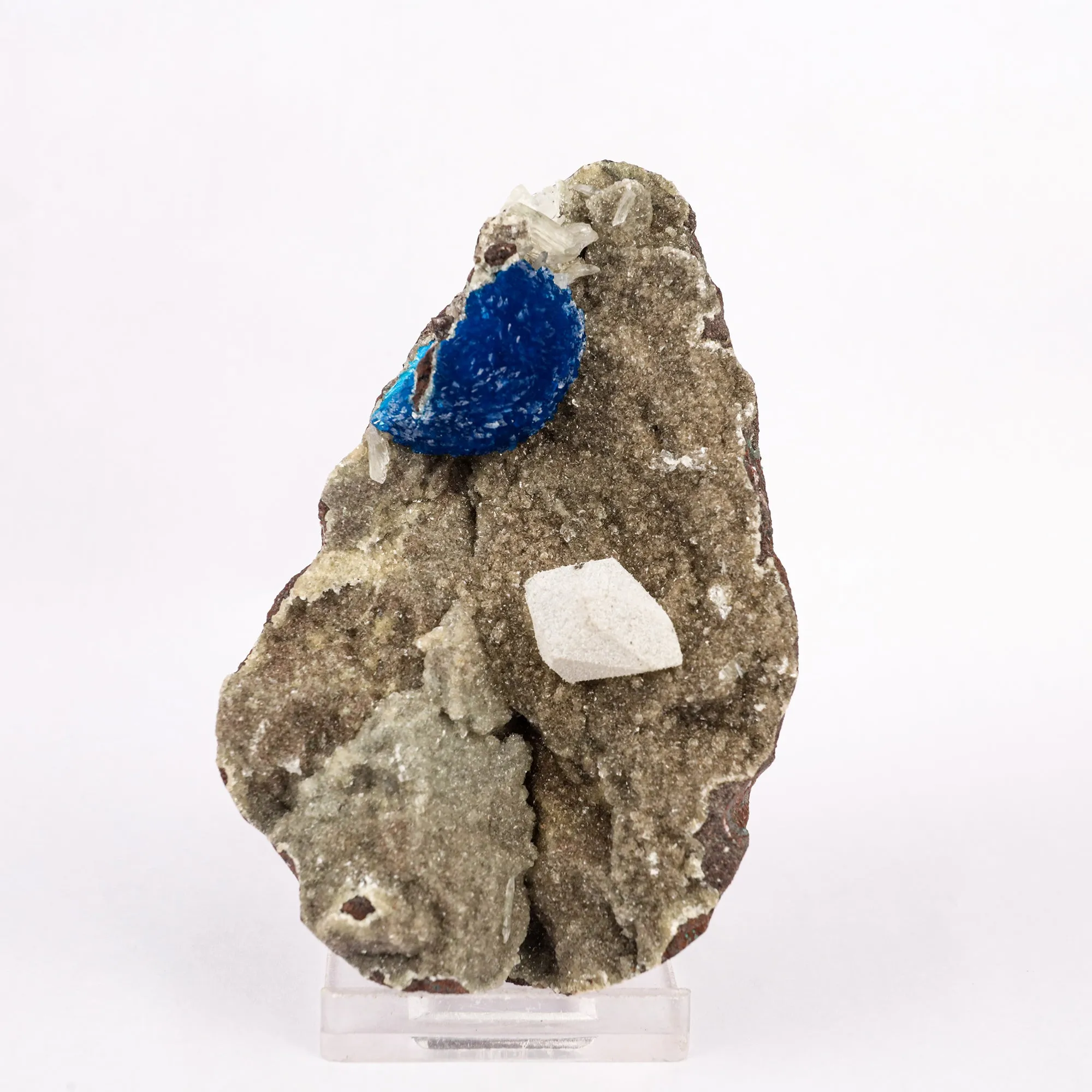 Cavansite with Coated Calcite Natural Mineral Specimen - image 1